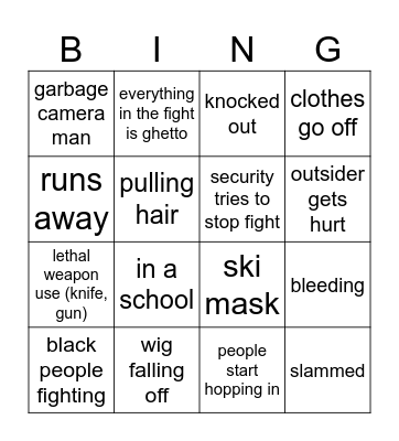 twitter fight bingo Card