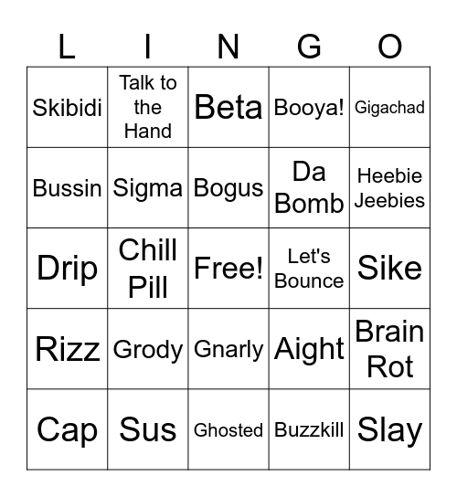 LINGO BINGO Card