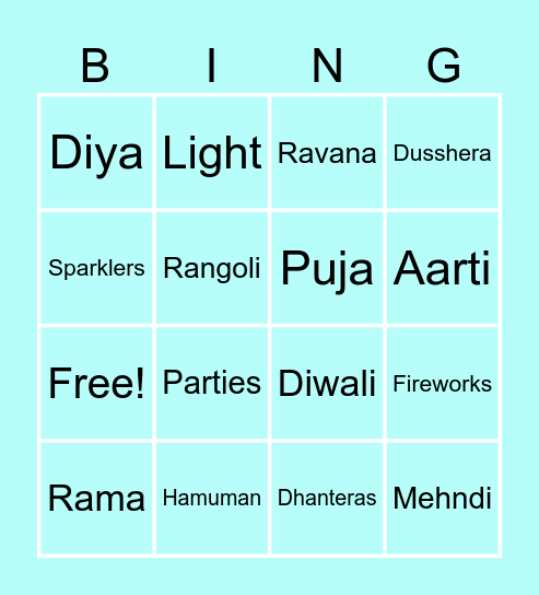 Diwali Bingo Card