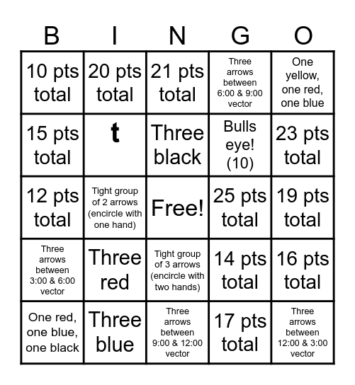 Archery Bingo Card