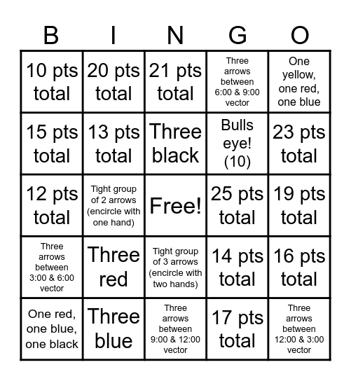 Archery Bingo Card