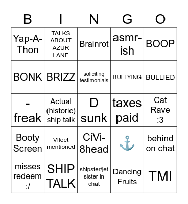 CiVi's Stream Bingo Card