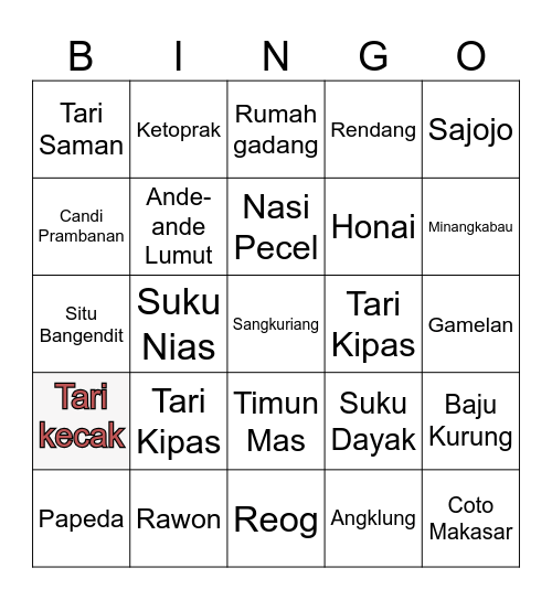 Bingo Budaya Bingo Card