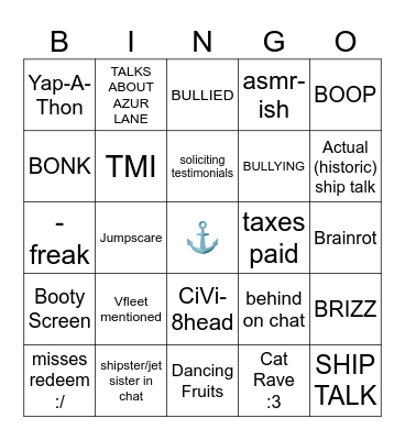 CiVi's Stream Bingo Card