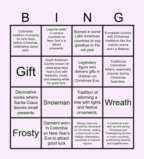 Christmas Bingo Card