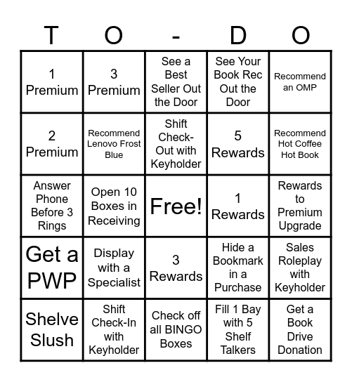 Bookseller Bingo Card