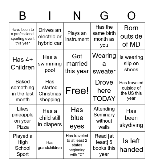 Fall Retreat Bingo Card