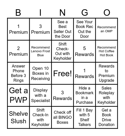 Bookseller Bingo Card