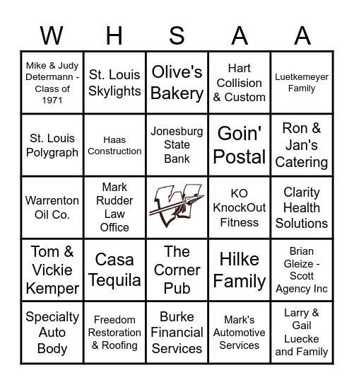 2025 Scholarship Sponsors Bingo Card