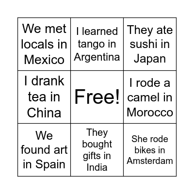 PAST/CULTURE Bingo Card