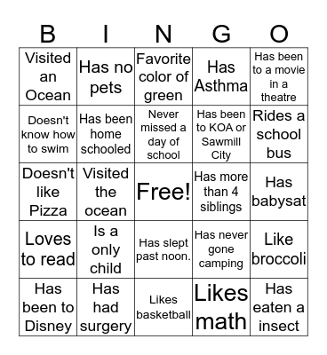 Ice Breaker Bingo #1 Bingo Card