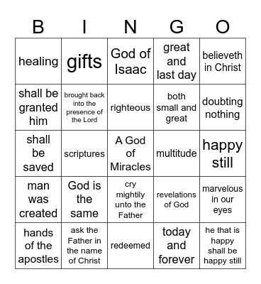 Mormon 9 - Miracles Bingo Card