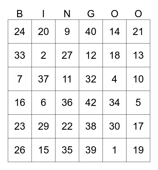 Bingo musical 2 Bingo Card