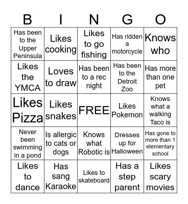 Ice Breaker Bingo #2 Bingo Card