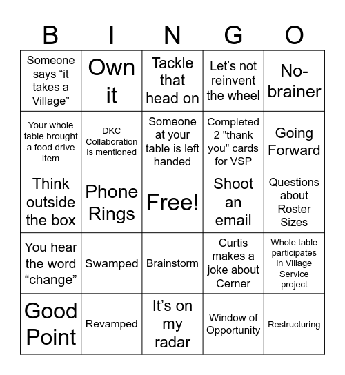 Golden State BINGO Card