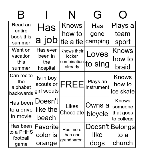 Ice Breaker Bingo #3 Bingo Card
