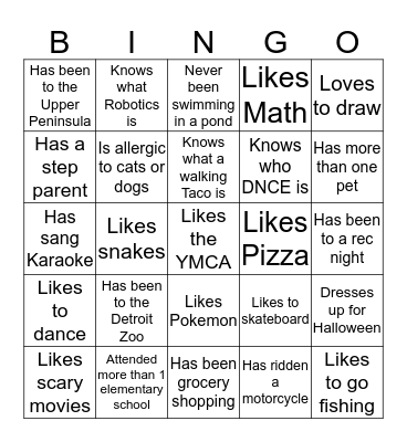 Ice Breaker Bingo #2 Bingo Card