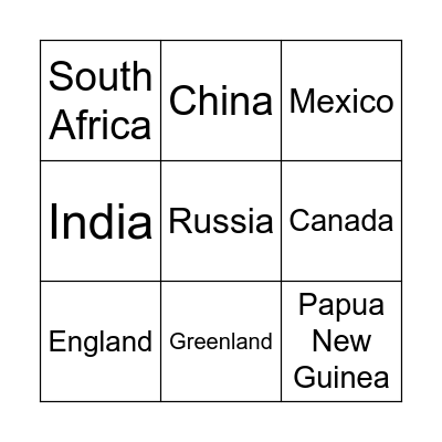 Latitude and Longitude Bingo Card