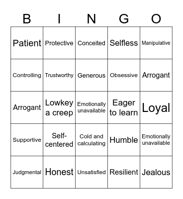 Red and Green Flags Bingo Card