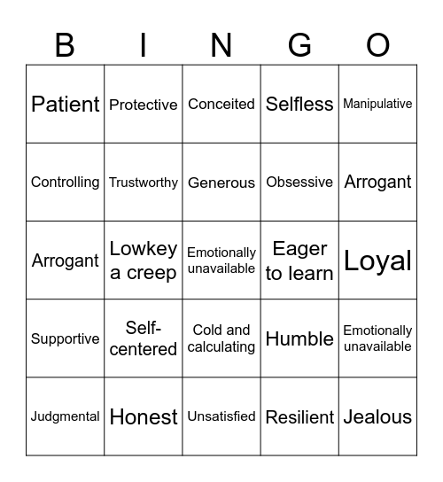 Red and Green Flags Bingo Card