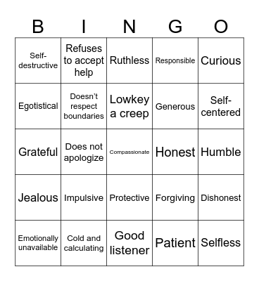 Red and Green Flags Bingo Card