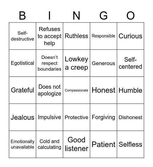 Red and Green Flags Bingo Card
