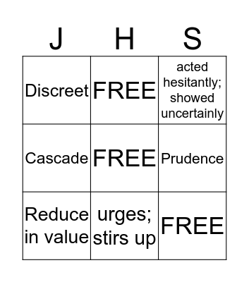 Magi Vocabulary Bingo Card