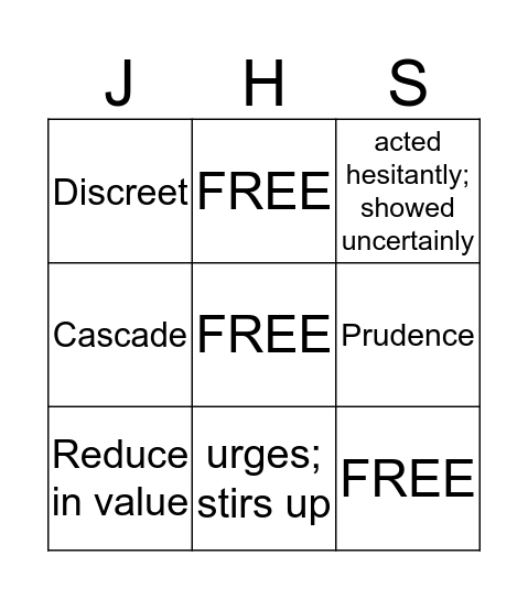 Magi Vocabulary Bingo Card