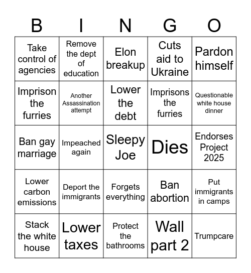 Trump 2024 MAGA Bingo Card