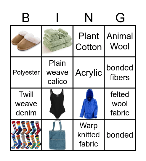 Textiles Bingo Card