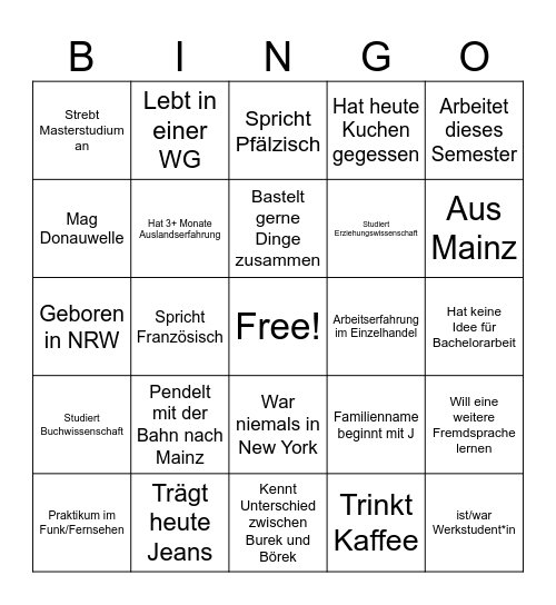 Networking Bingo Card