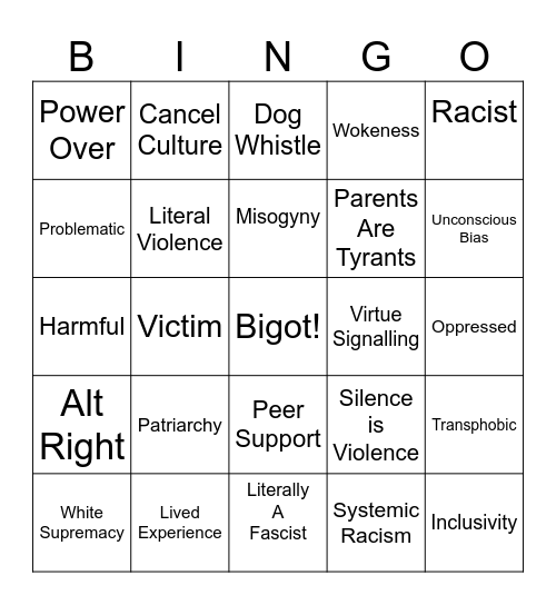 Woke Bingo Card