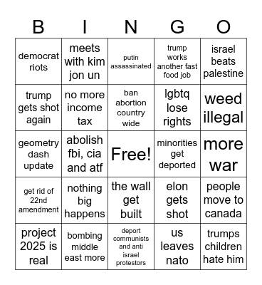 2025 Bingo Card