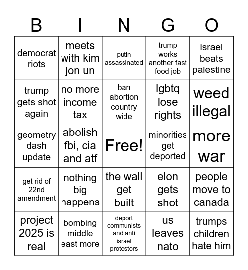 2025 Bingo Card