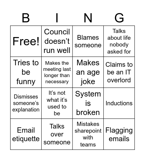 Sue Rants and Raves Bingo Card