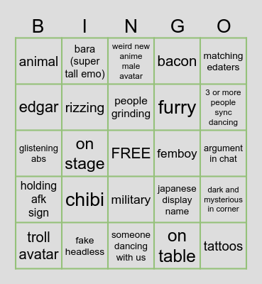 salon de fiestas Bingo Card