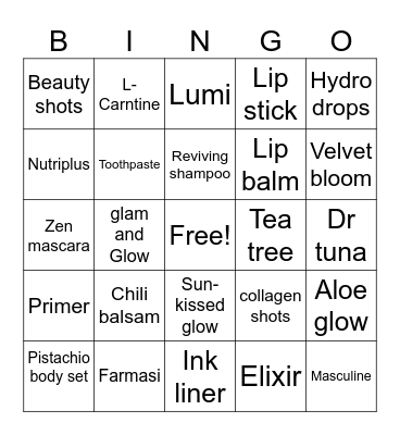 Farmasi Bingo Card