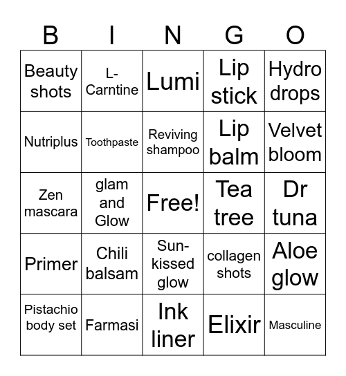 Farmasi Bingo Card