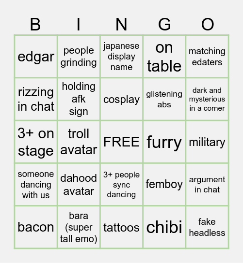 salon de fiestas Bingo Card