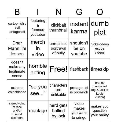 Dhar Mann Bingo!!! Bingo Card