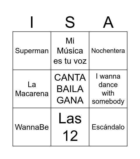 BINGO MUSICAL Bingo Card