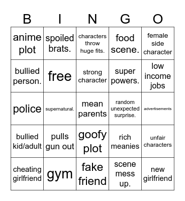 Shane plays bingo Card