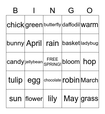 Spring Bingo Card