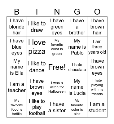 Ella's Bingo! Bingo Card