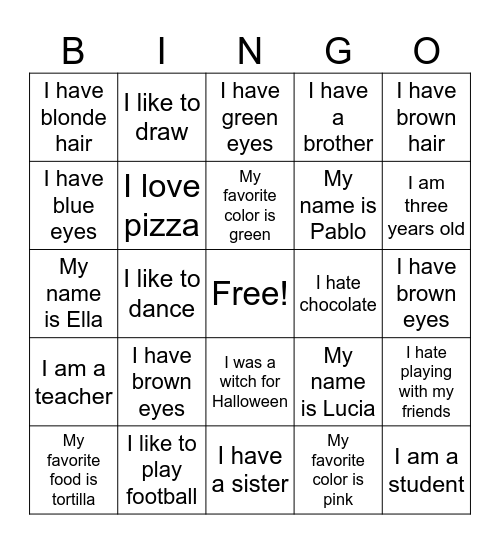 Ella's Bingo! Bingo Card