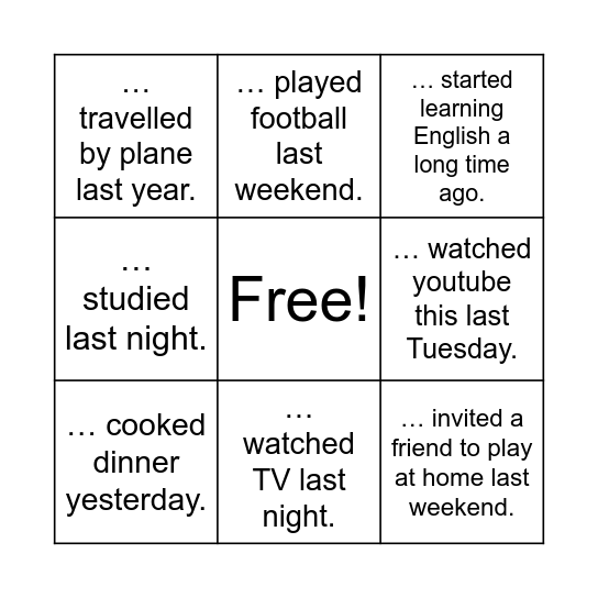 Find someone who Bingo Card