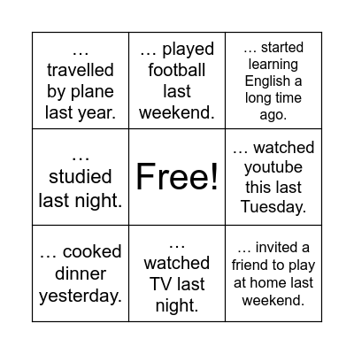 Find someone who Bingo Card