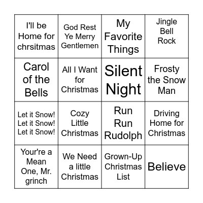 Julesanger Bingo Card