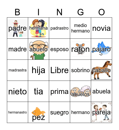 Family members Bingo Card