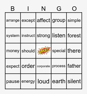 Sight Words Bingo Card
